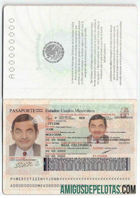 Passaporte do México exemplo